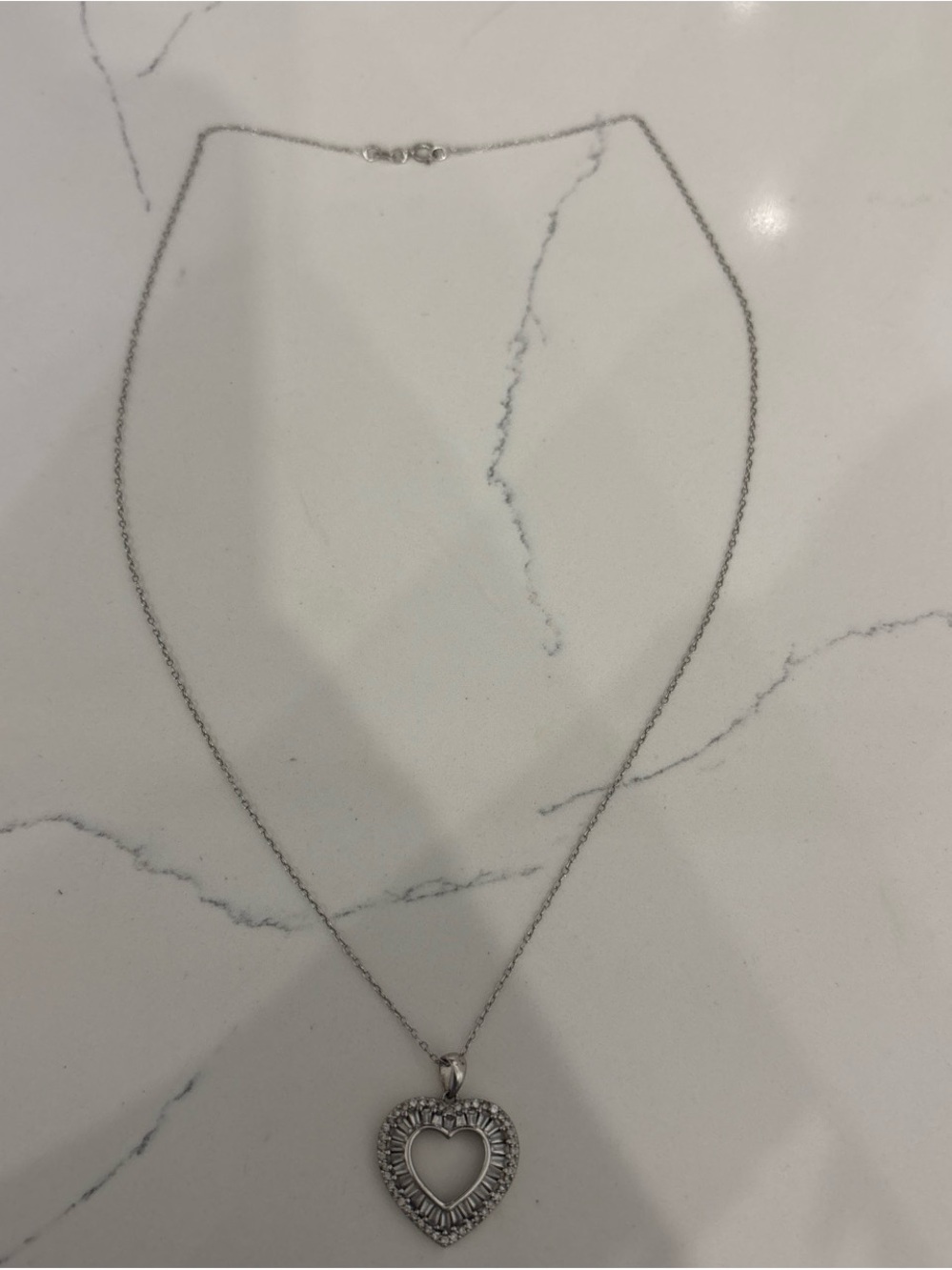 Sterling Silver Heart Pendant Necklace - Silver